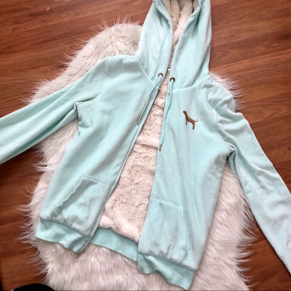 PINK VS fuzzy jacket w hood